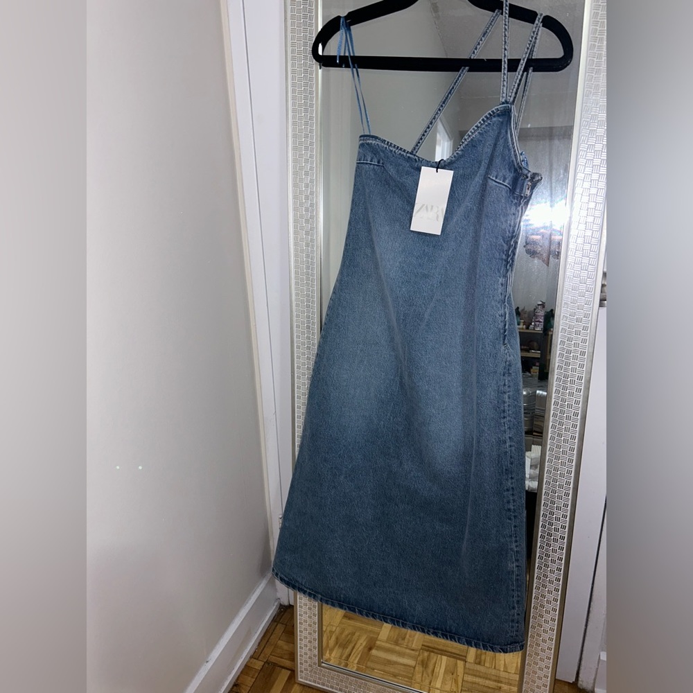 ZARA DENIM MIDI DRESS